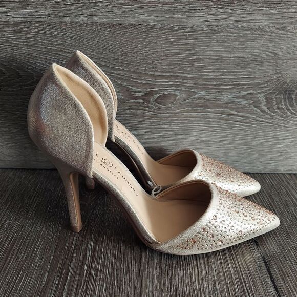 Chinese Laundry Elegant Gold Rhinestone Stiletto D'Orsay Heels Size 7.5 - Picture 1 of 8